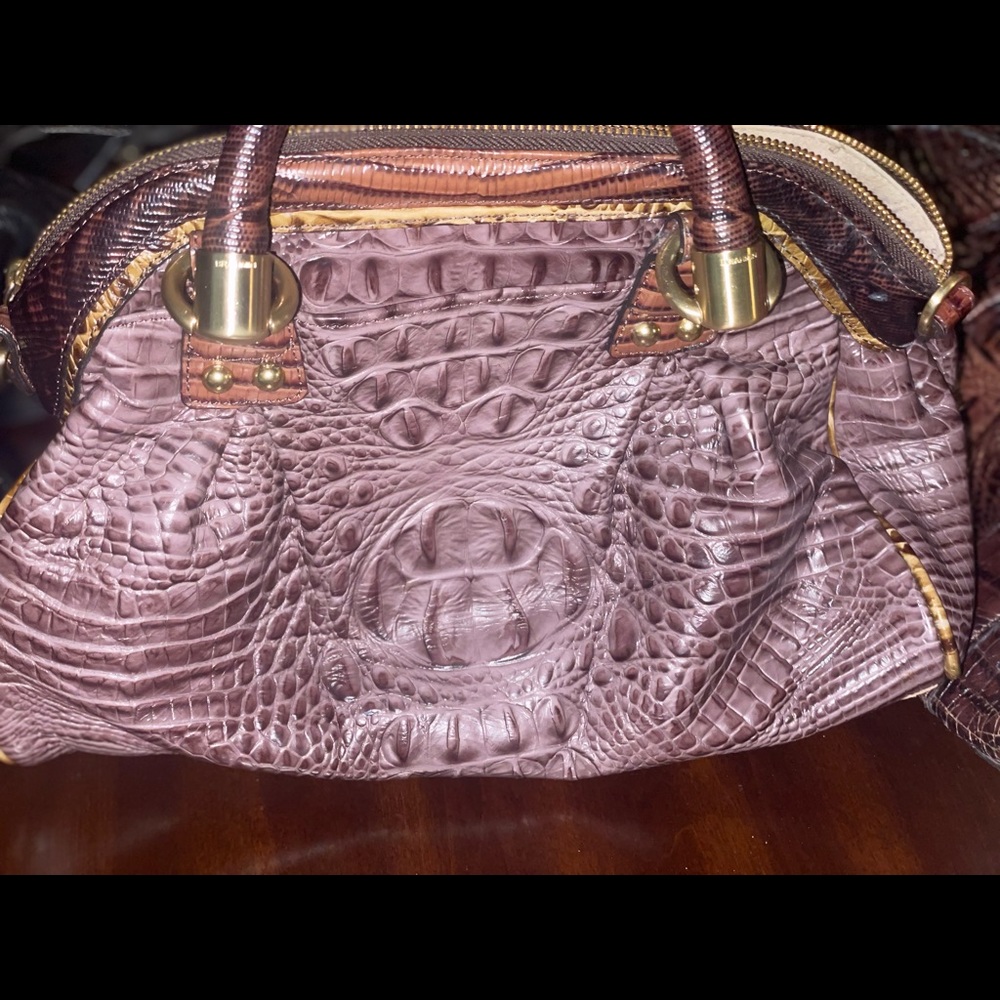 Authentic Brahmin bag with matching wallet w Brahmin pin